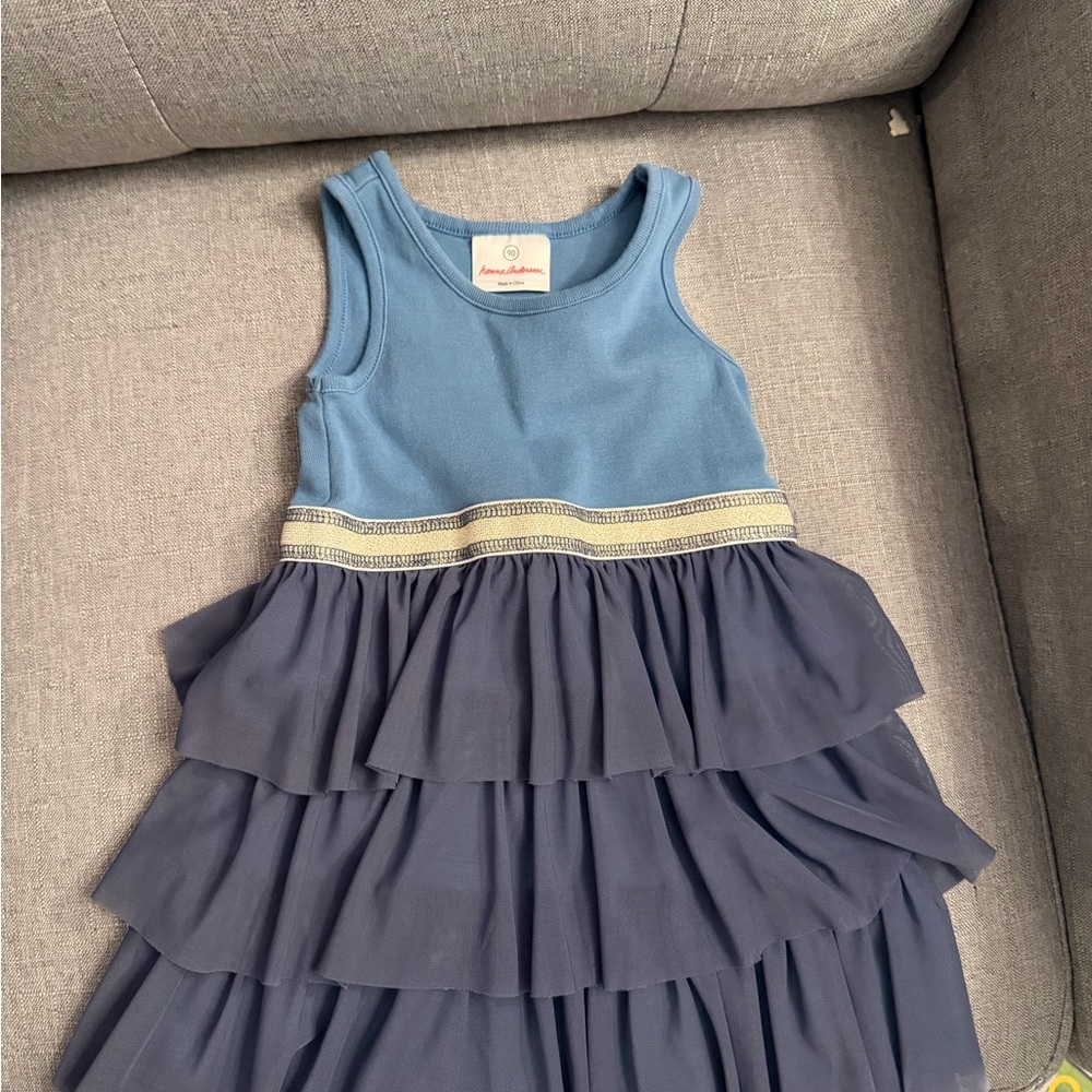 Hanna Andersson Blue Tiered Kids Dress